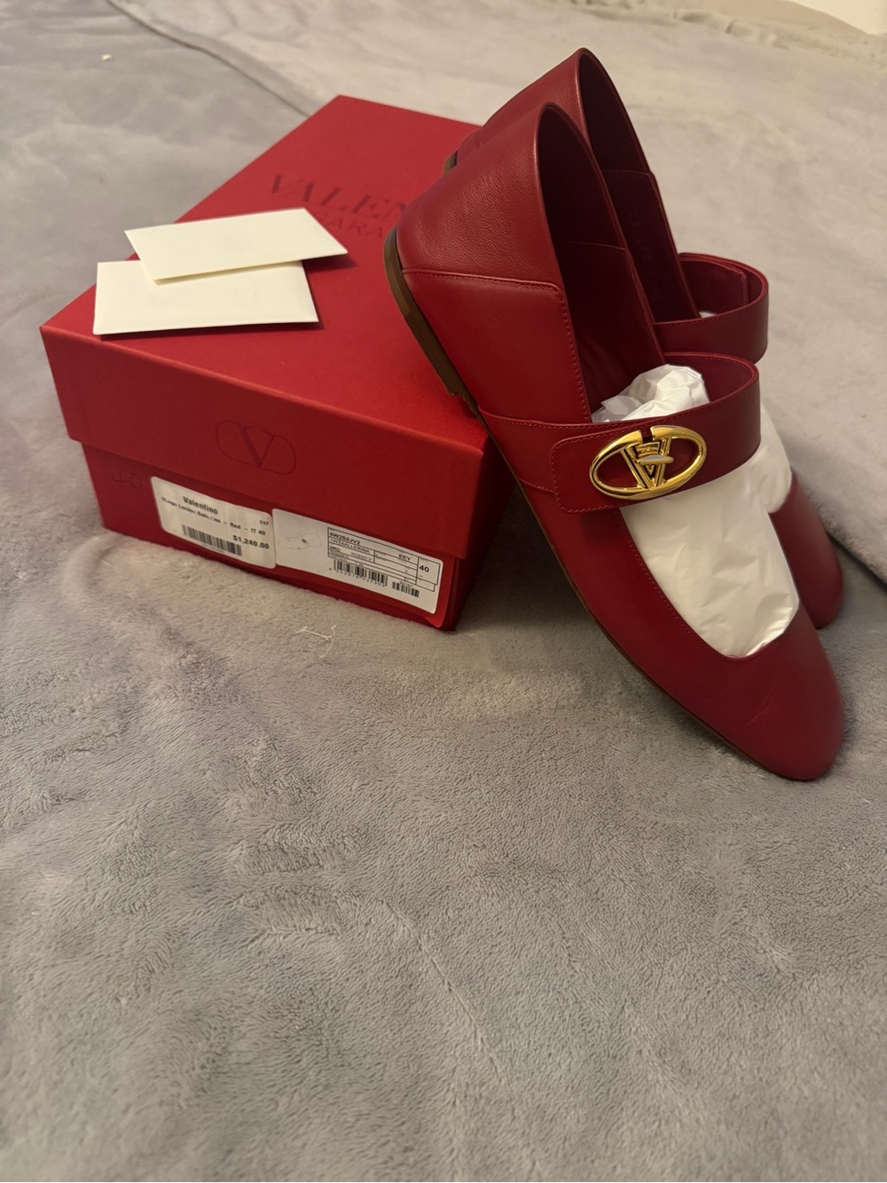 Valentino Garavani Red Leather VLogo Locker Mary Jane ballerina